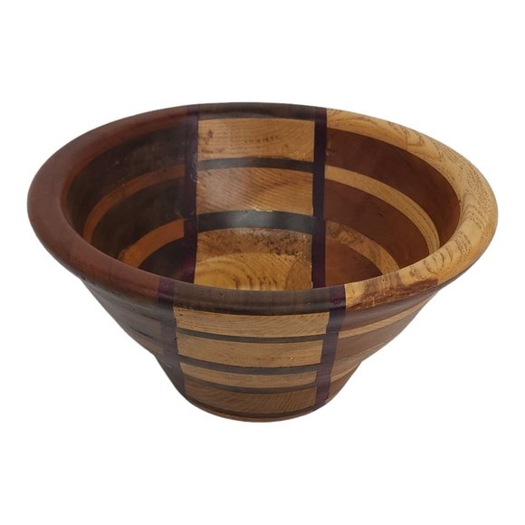Purple Heart, Poplar, Ash, Maple Wood Bowl Turned 8.75" Modern Rustic Made in US - Picture 3 of 8